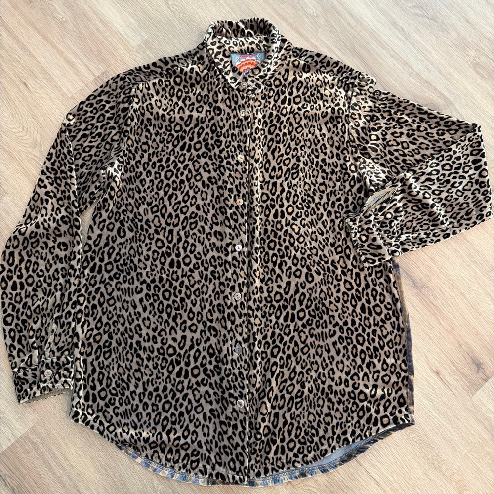 Johnny Was Leopard Print Button Down Shirt